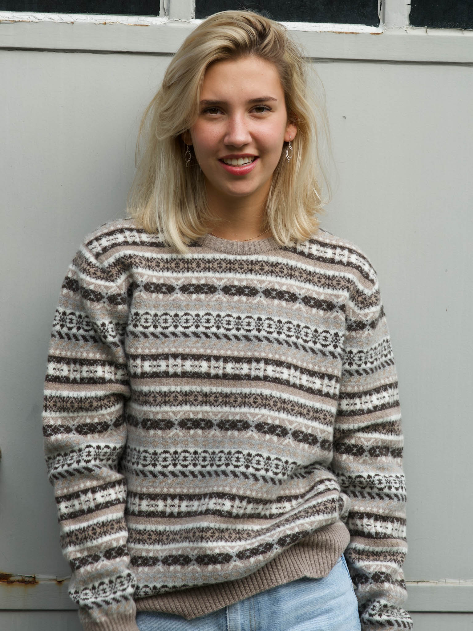 Lambswoolpullover Fairisle mit Rundausschnitt