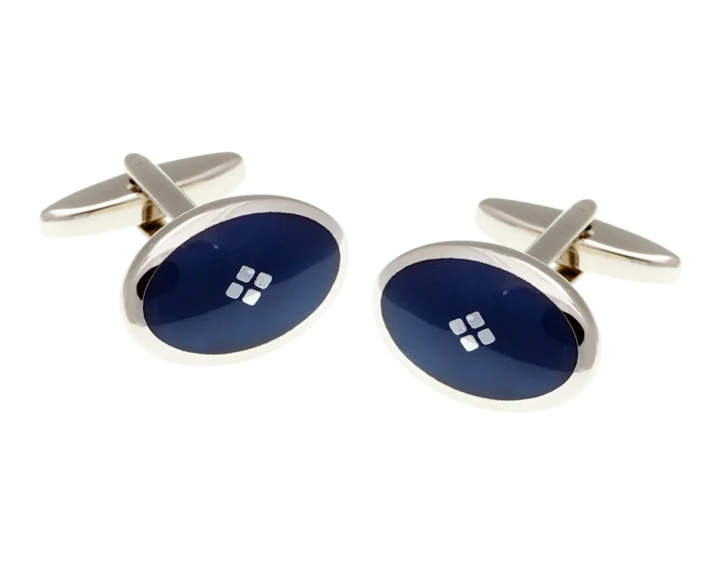 Manschettenknöpfe: Vintage Diamond Silver/Blue Emaille