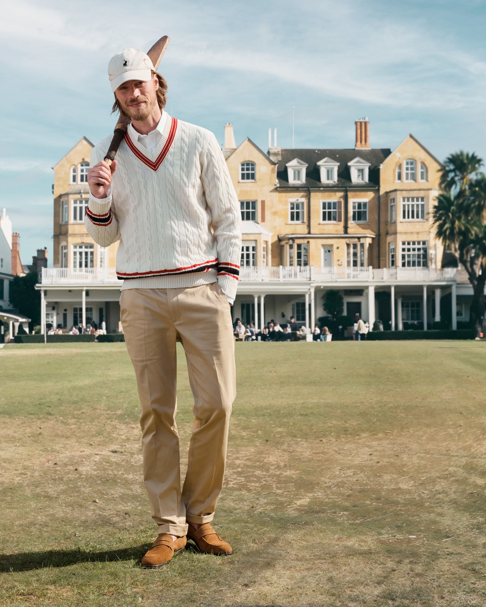 Lambswoolpullover Cricket mit V-Ausschnitt