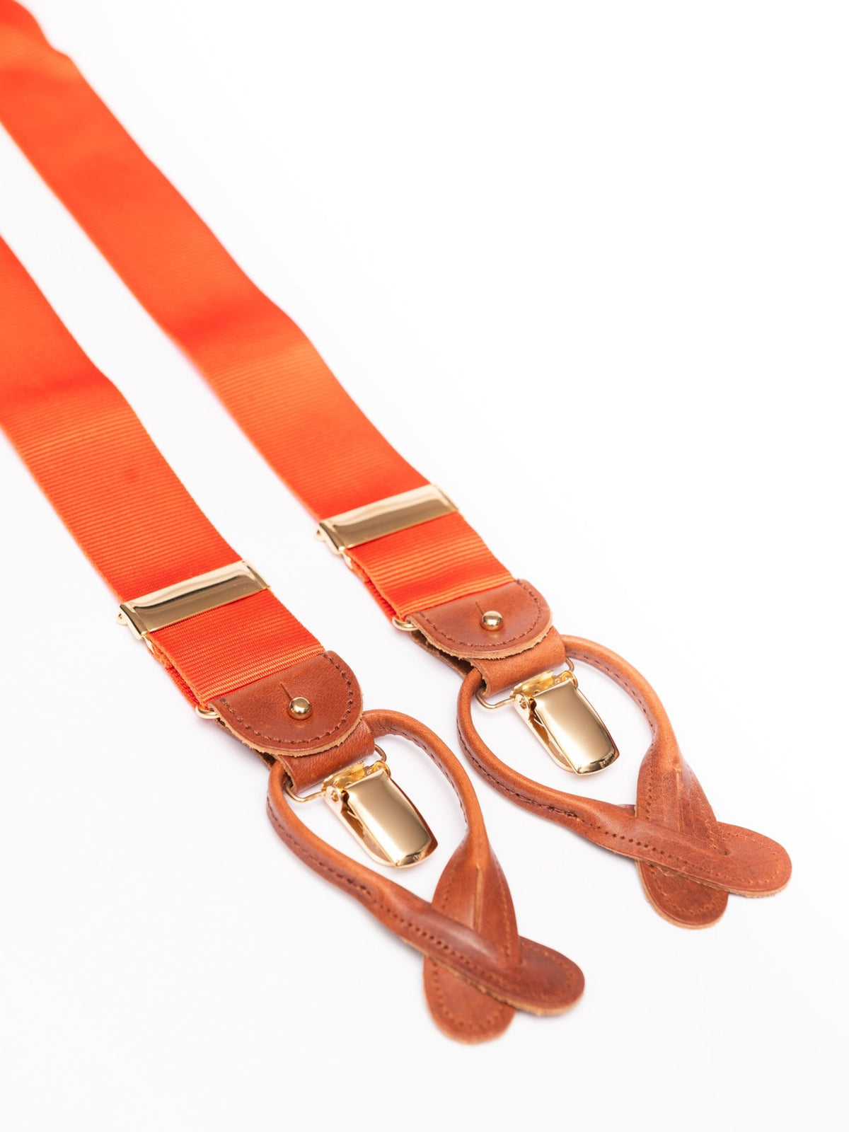 Hosenträger, orange Detail Lederschlaufen — John Crocket