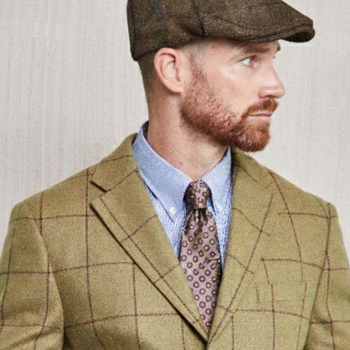 Tweed Cap in braun/überkaro aus Moon Tweed