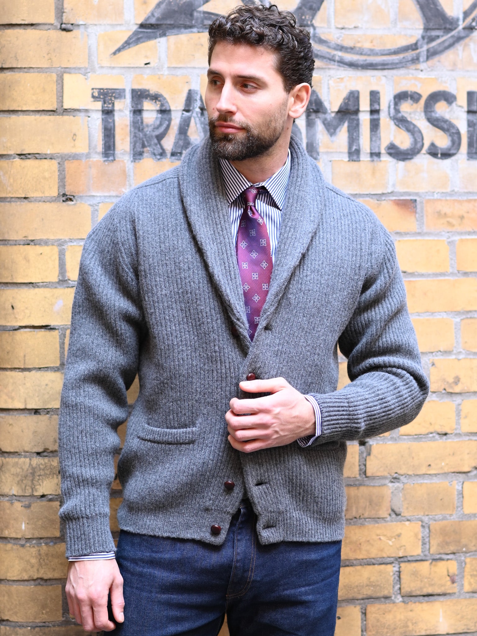 Lambswool Schalkragen Cardigan