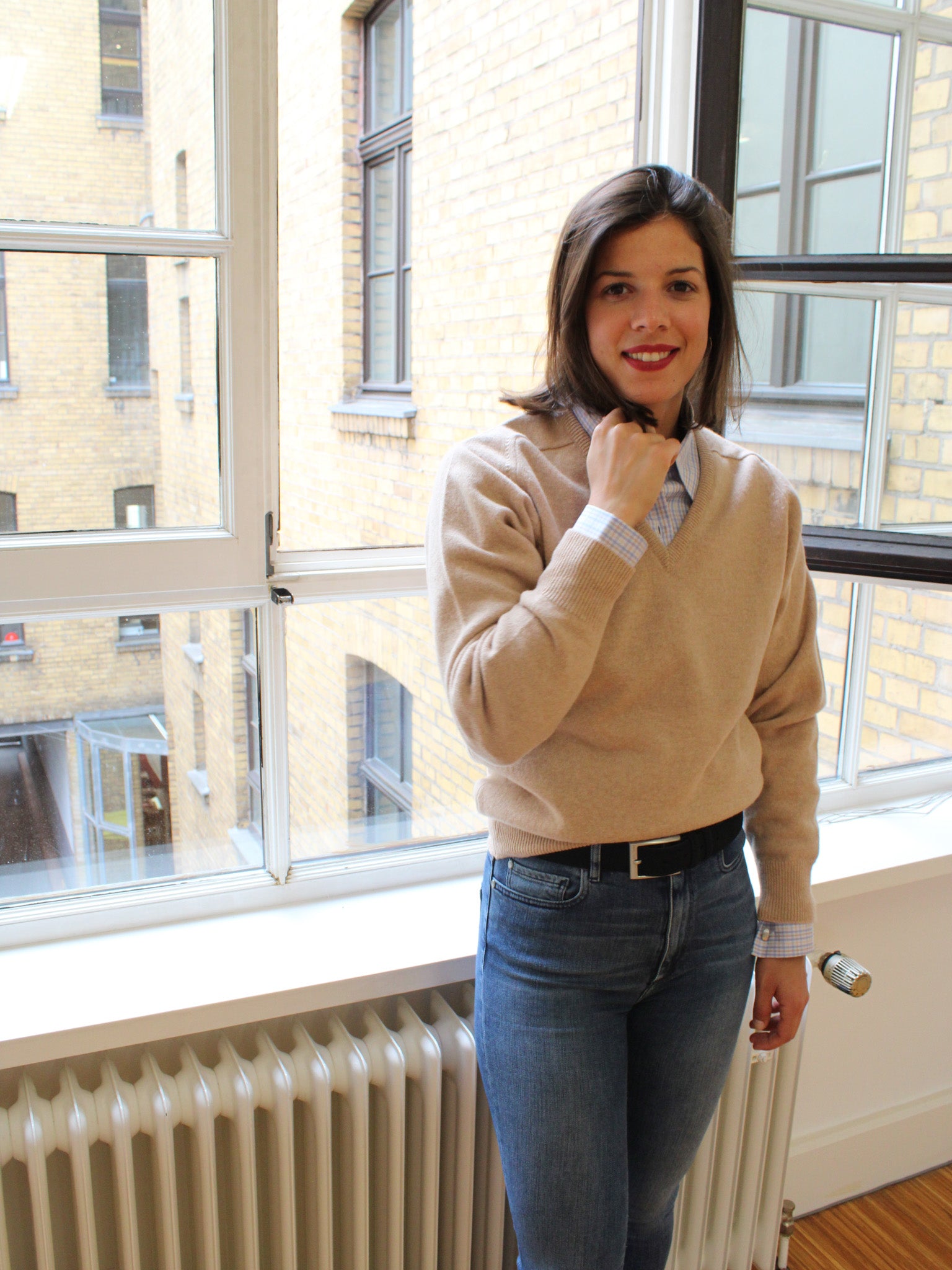Lambswool Pullover mit V-Ausschnitt