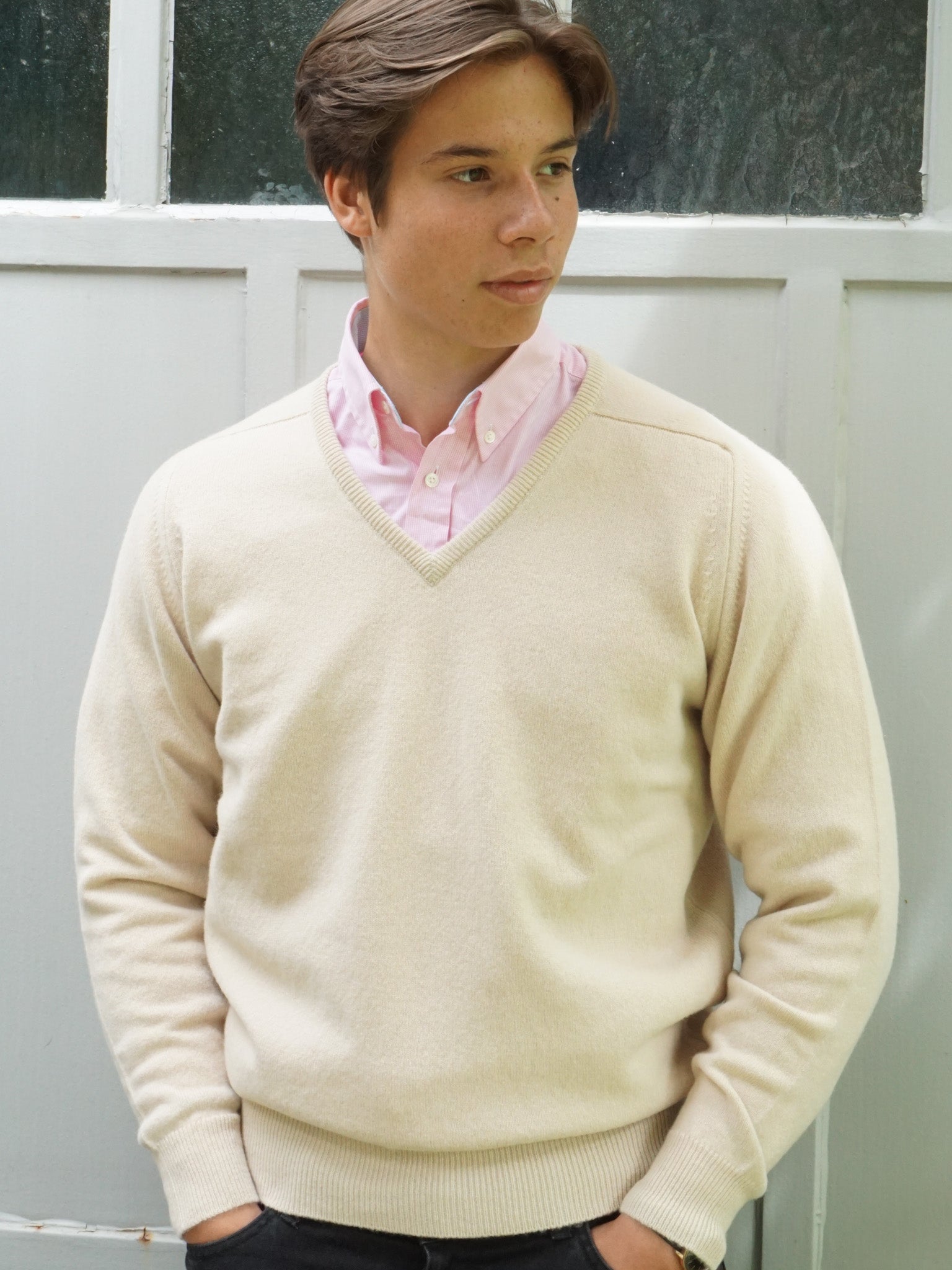 Lambswool Pullover mit V-Ausschnitt