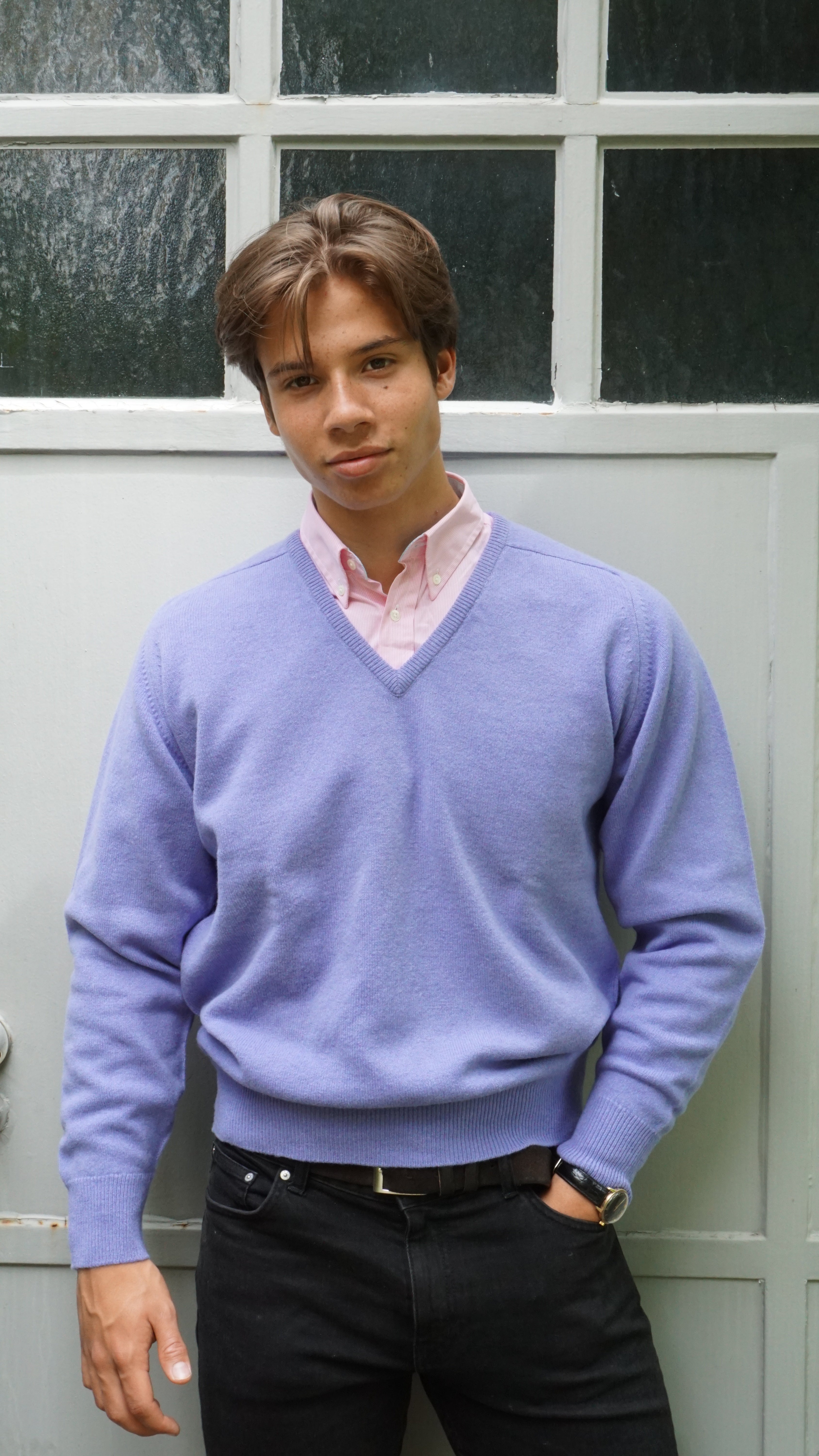 Lambswool Pullover mit V-Ausschnitt