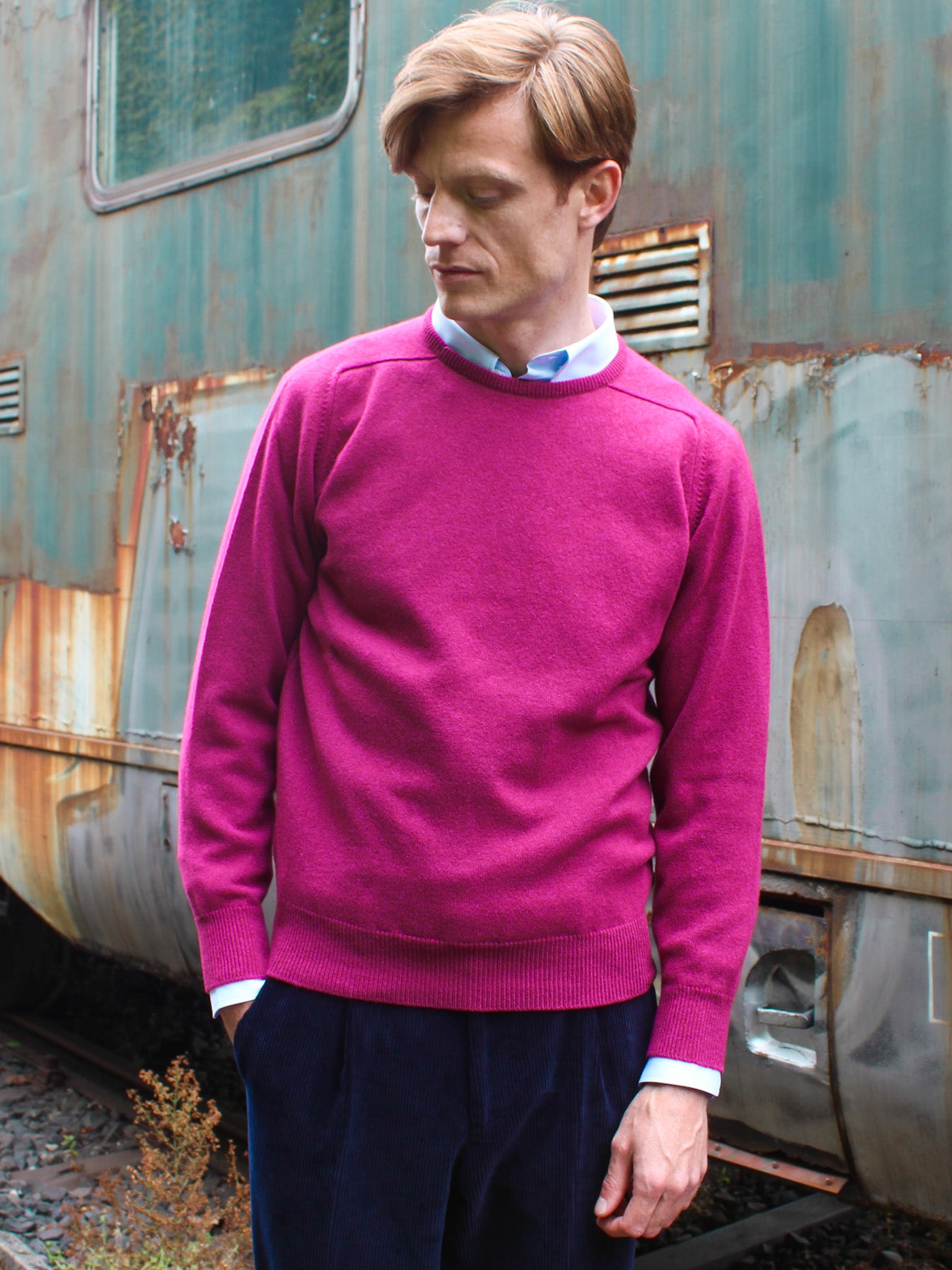 Lambswool Pullover mit Rundausschnitt in modernen Farben (Gr. 40–42)