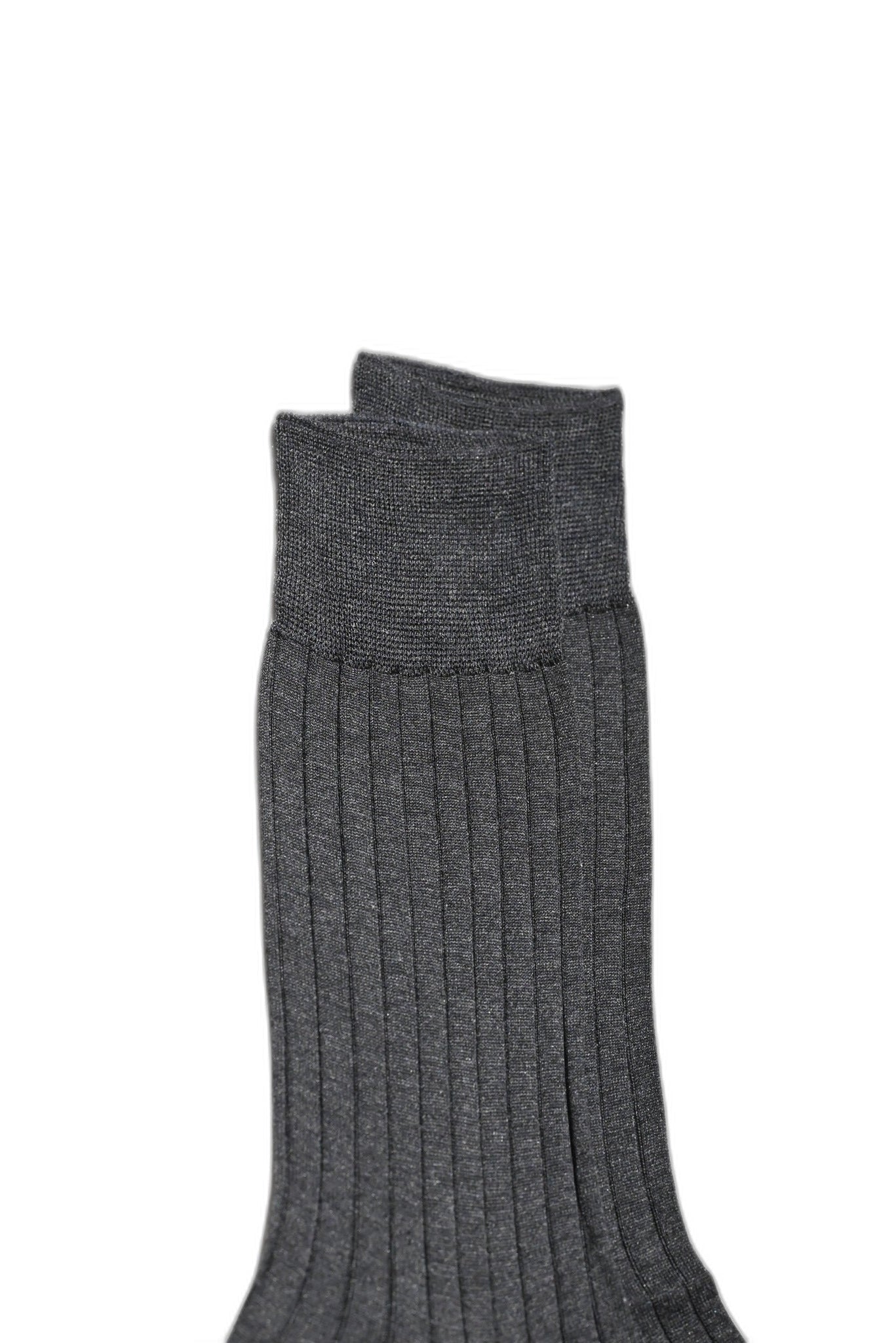 Rippstrick Socken Fil d'Écosse anthrazit Stoffdetail Rippstruktur — John Crocket