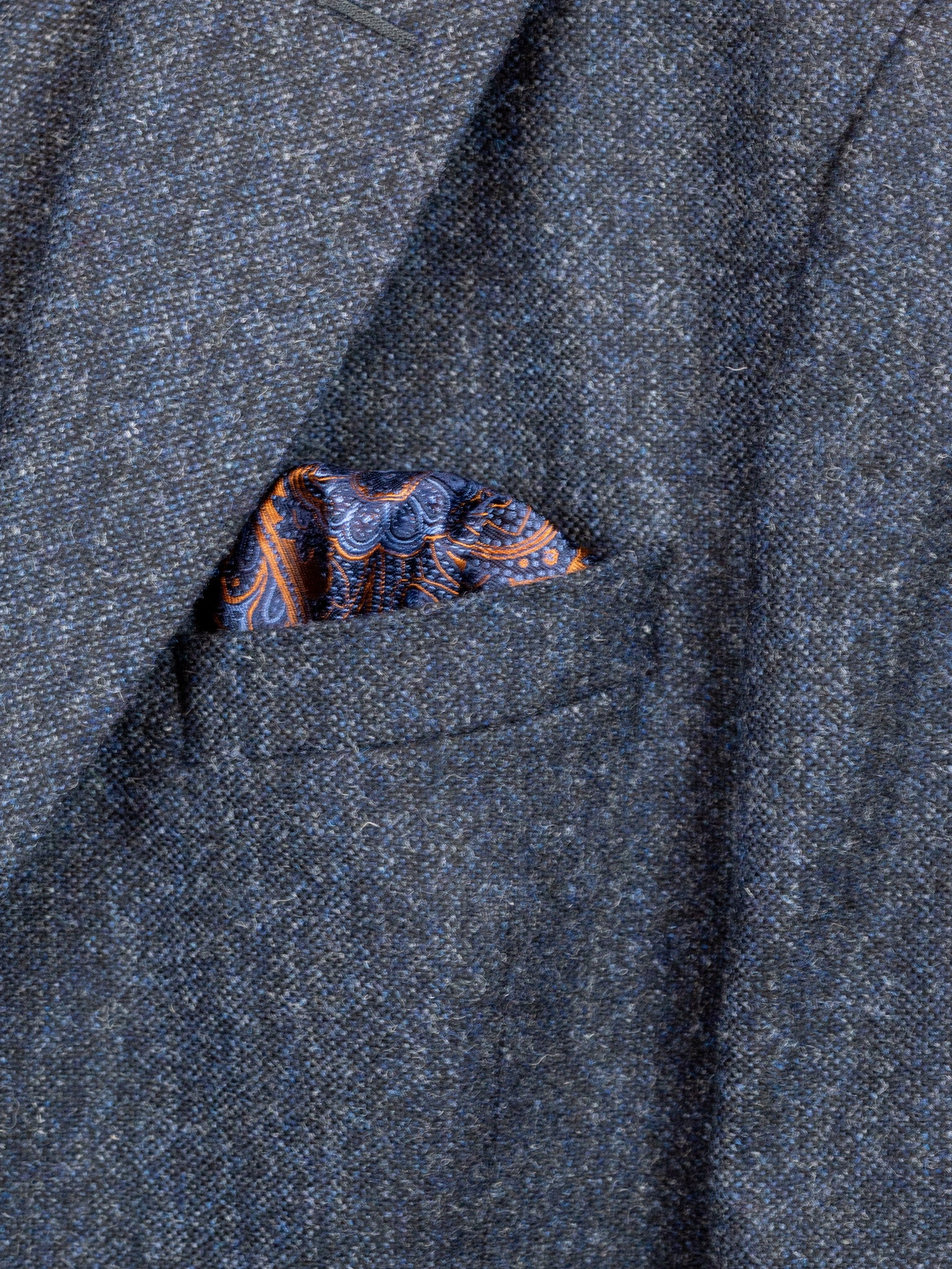 Einstecktuch Paisley blau/kupfer