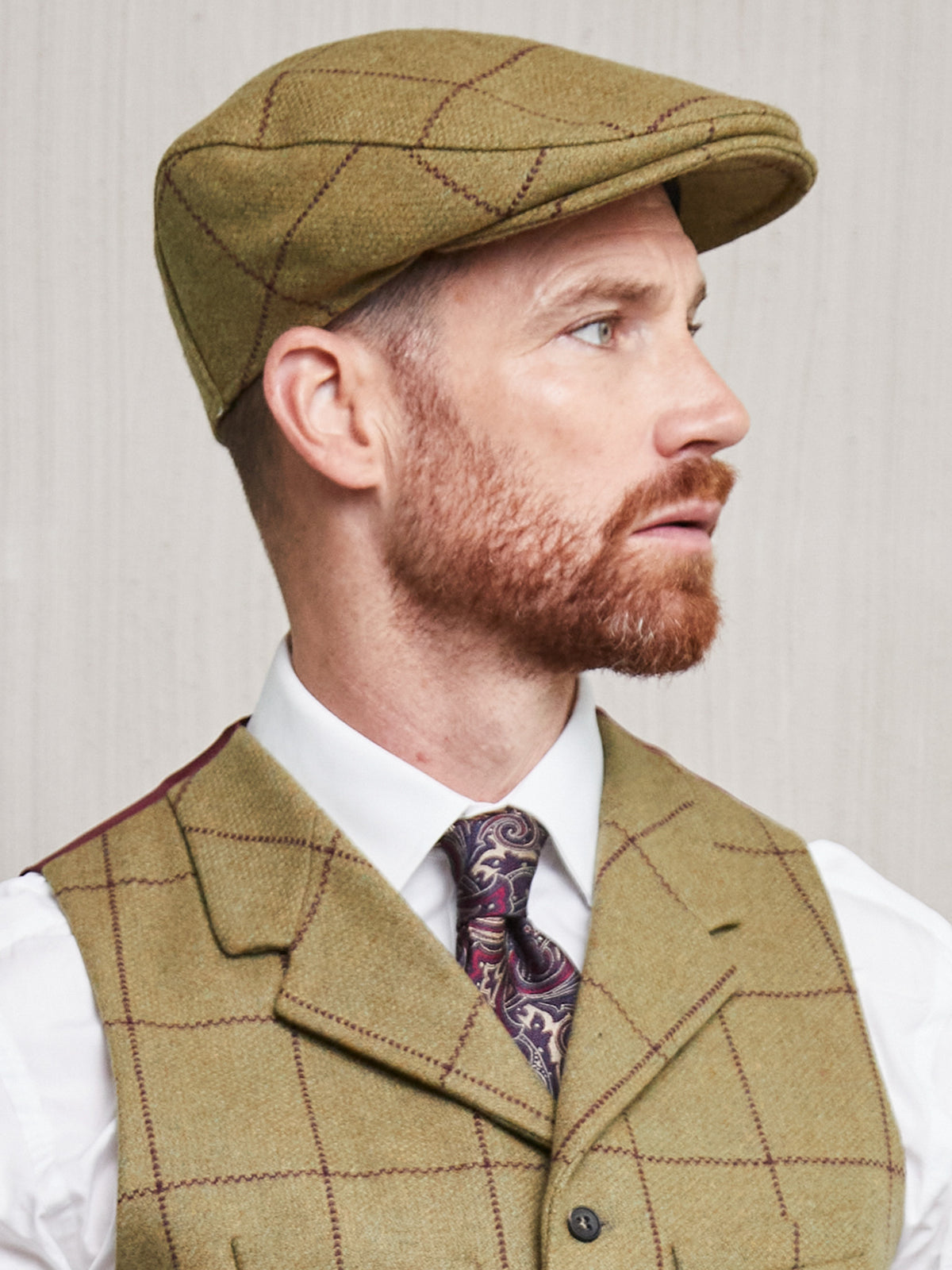 Tweed Cap in grün kariert aus Lovat Tweed