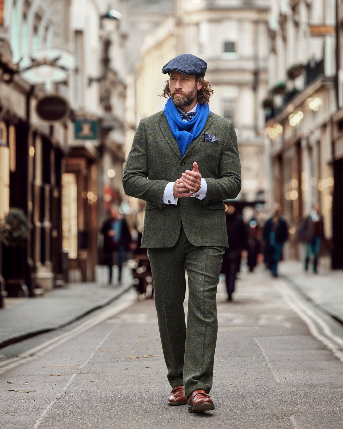 Tweed Anzug Dreiteiler dunkelgrün aus Lovat Tweed — John Crocket