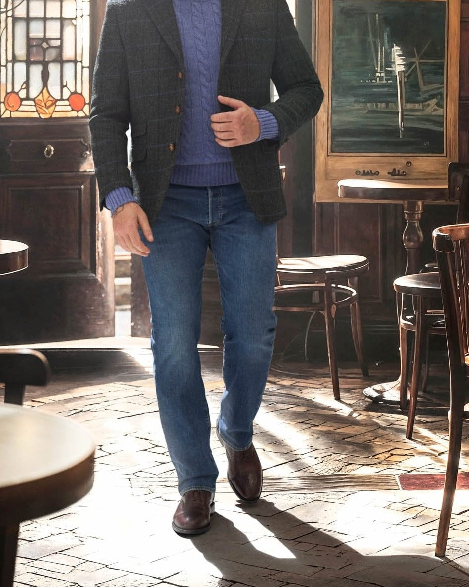 Tweedsakko in 3-Knopf Classic dunkelgrün aus Lovat Tweed — John Crocket