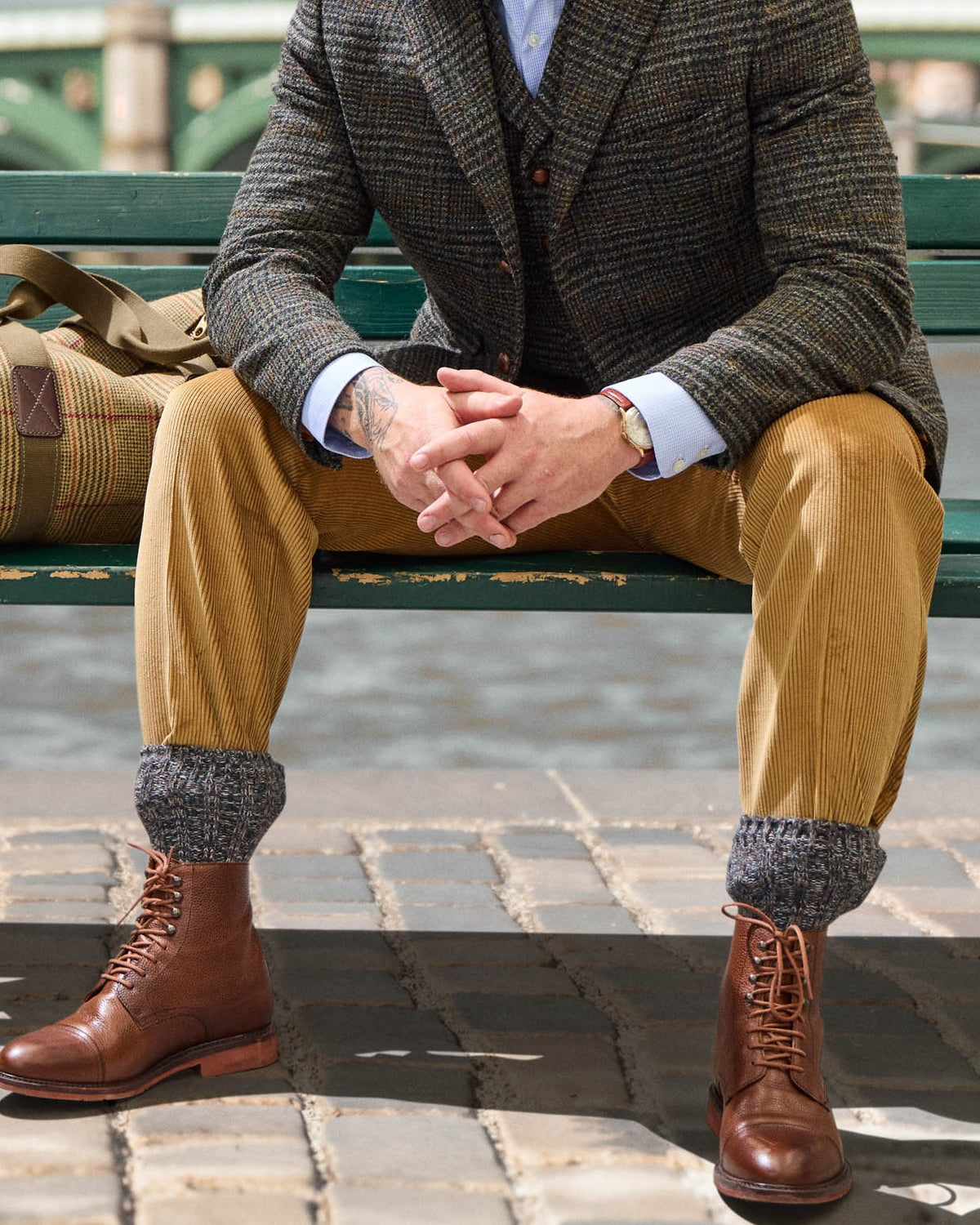 Tweedsakko in 3-Knopf Classic dunkelgrün aus Harris Tweed — John Crocket