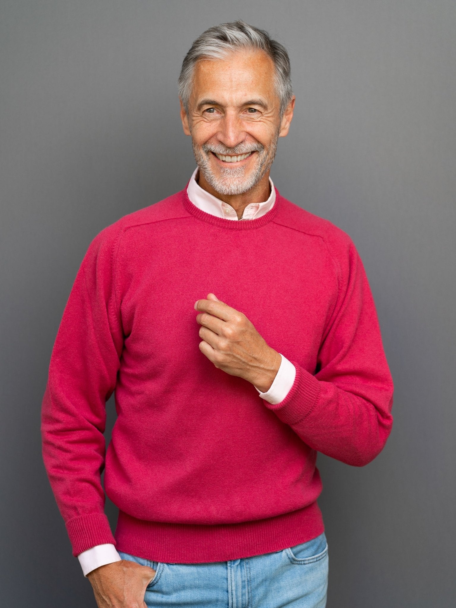 Cashmere Pullover (3-fädig) mit Rundausschnitt in modernen Farben