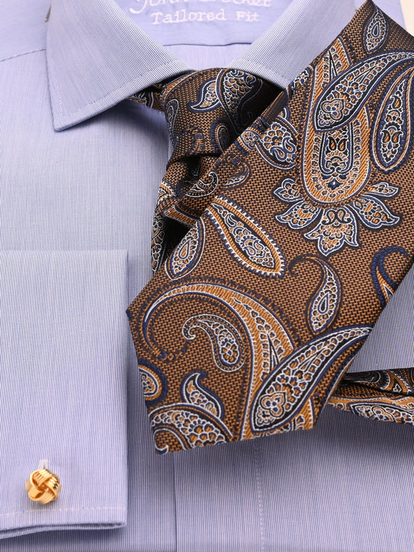 Herrenhemd Slim Fit Cut-Away strukturiert in Blau, Frontalansicht
