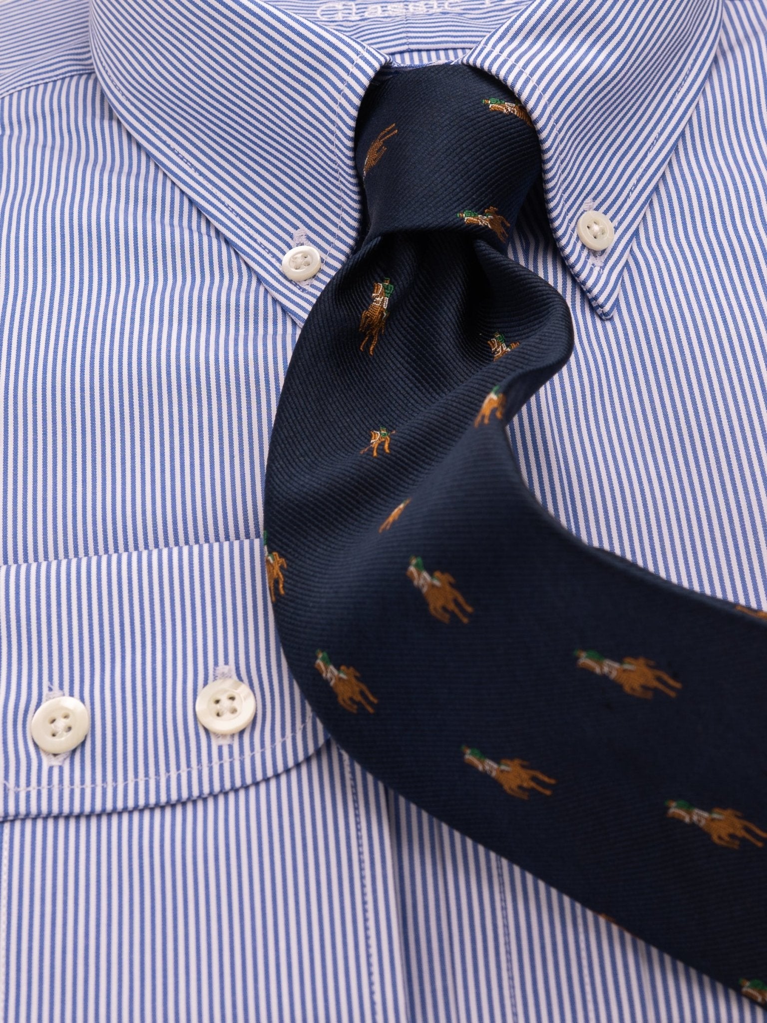 Hemd mit Classic Button Down Kragen in blau gestreift 100% Baumwolle