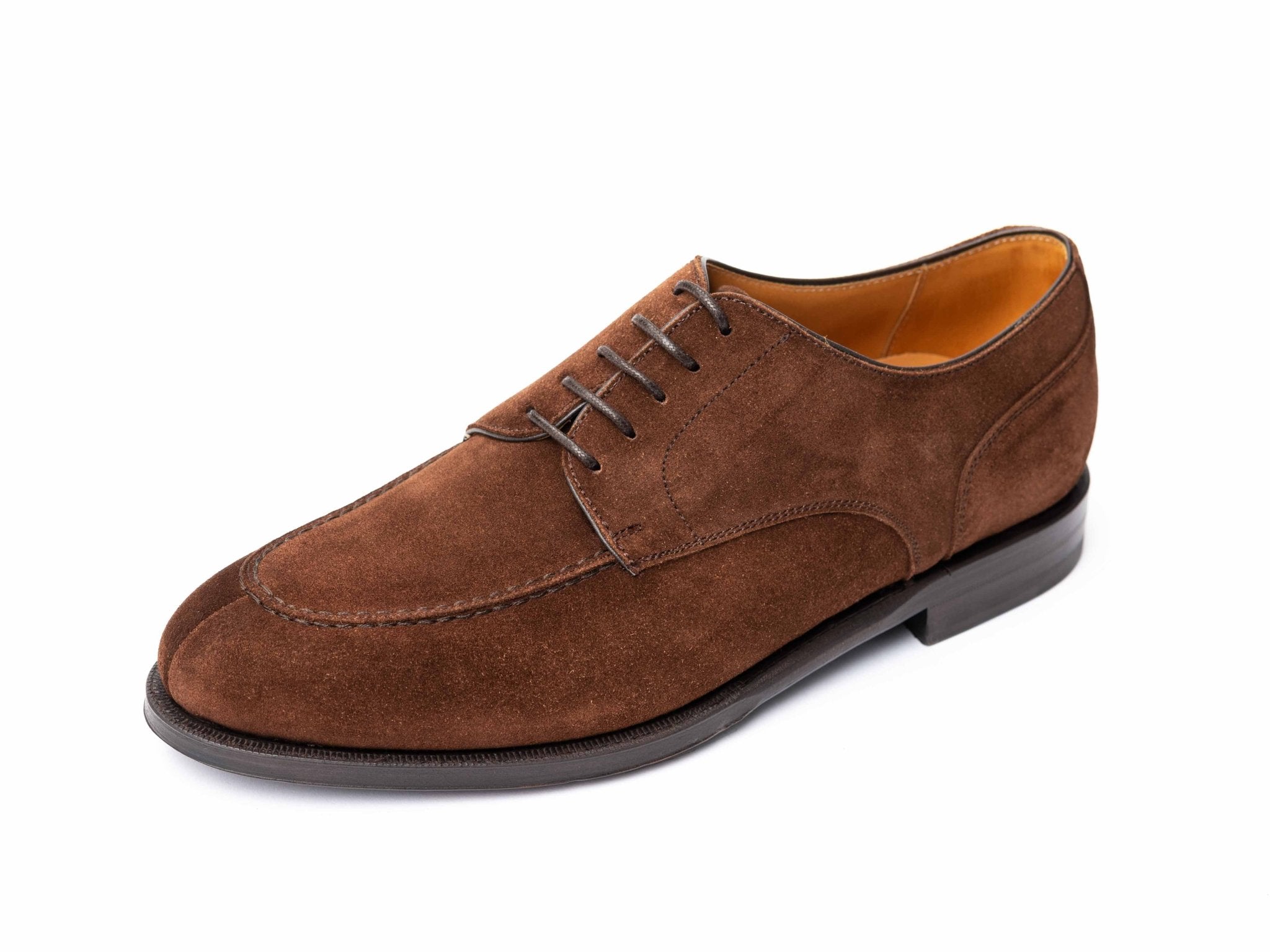Derby Schuh in braunem Wildleder
