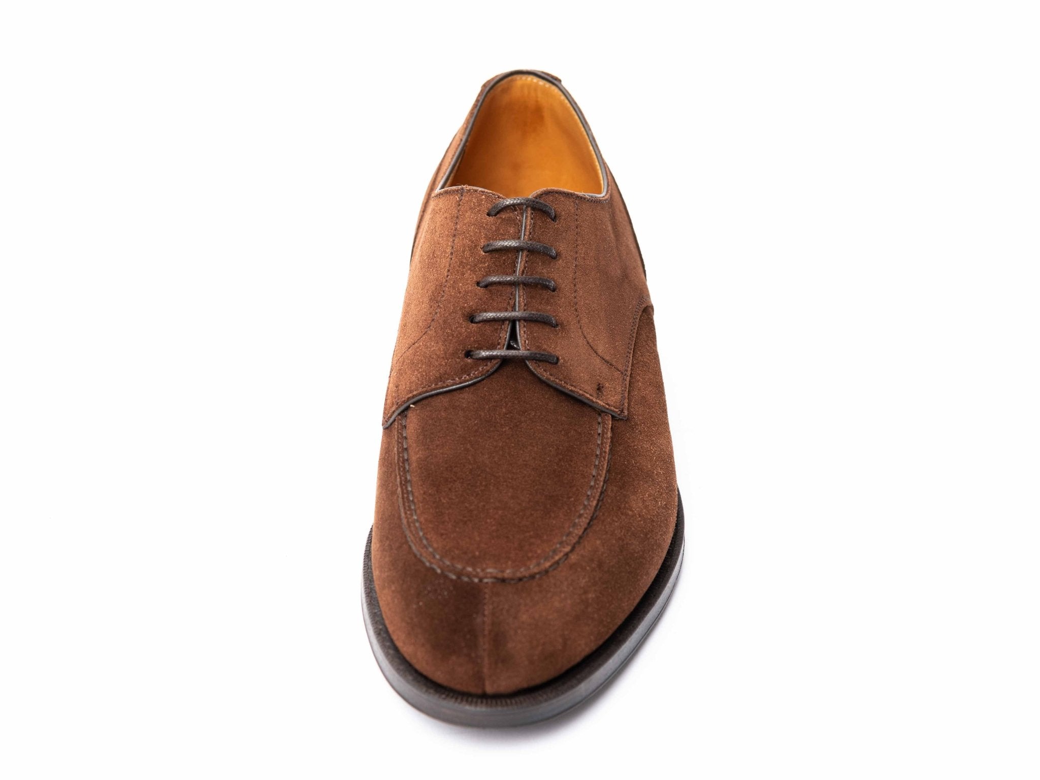 Derby Schuh in braunem Wildleder