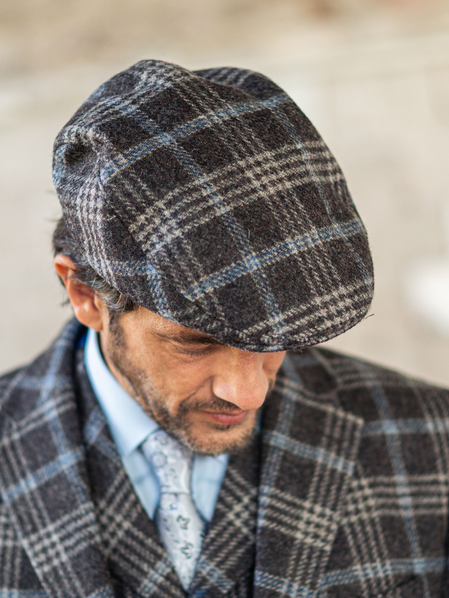 Tweed Cap in grau/blau aus Moon Tweed
