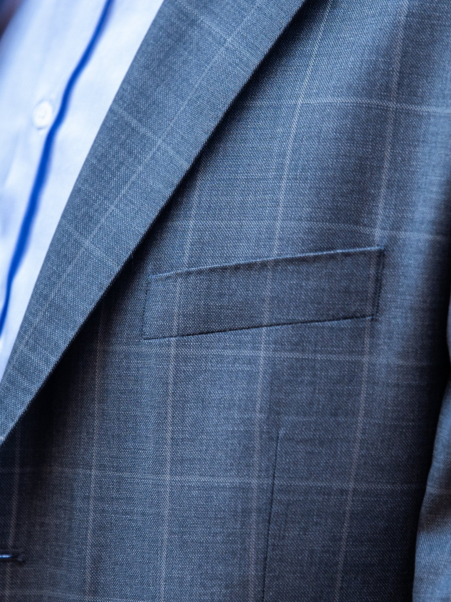 Sakko in 3-Knopf in grau mit hellgrauen Überkaro