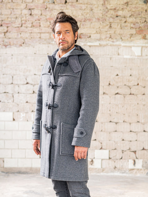 Leather duffle sales coat mens