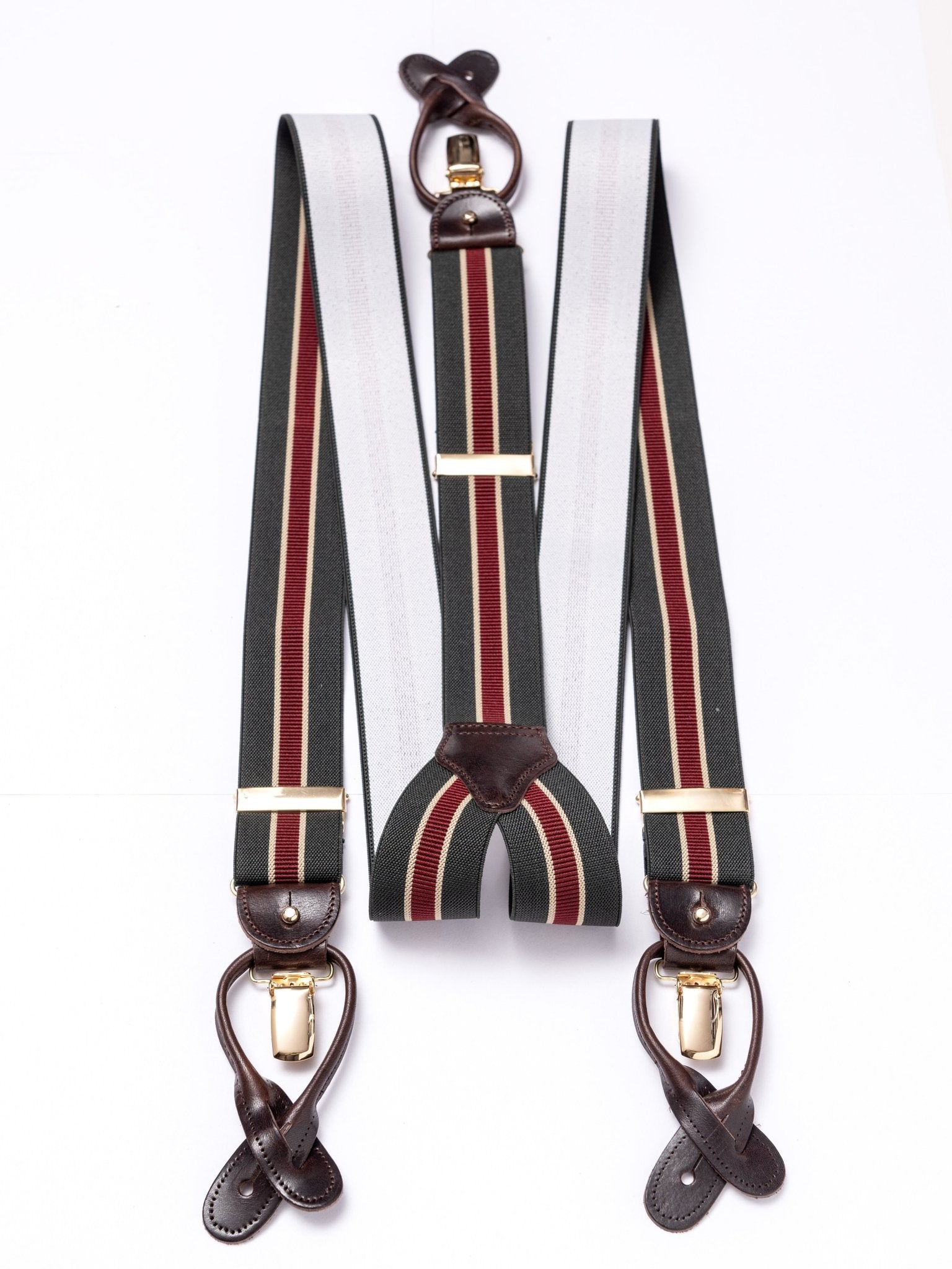 Hosenträger, bottle/bordeaux/beige stripes