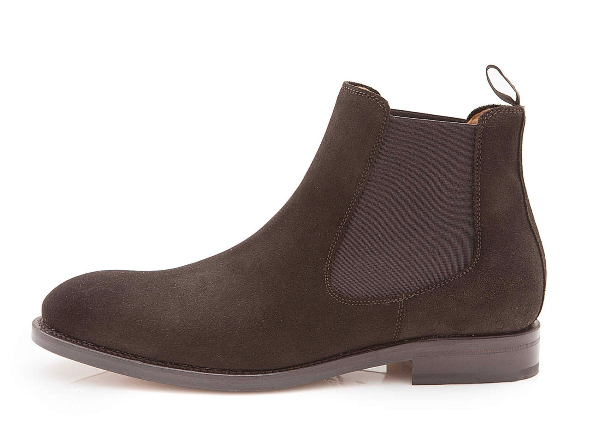 Chelsea Boots Herren in Dunkelbraun Wildleder, Frontalansicht