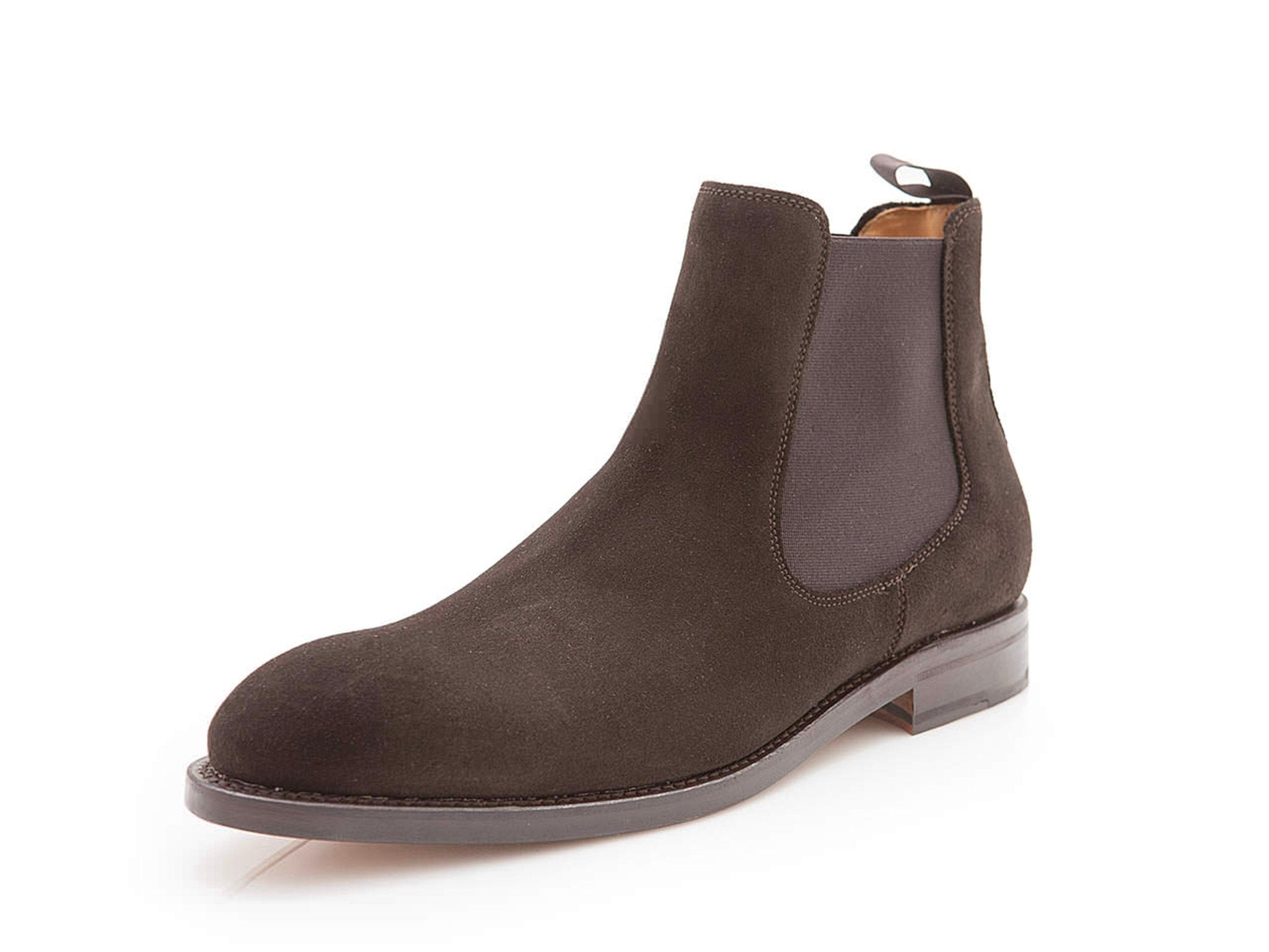 Chelsea Boots Herren in Dunkelbraun Wildleder, Frontalansicht
