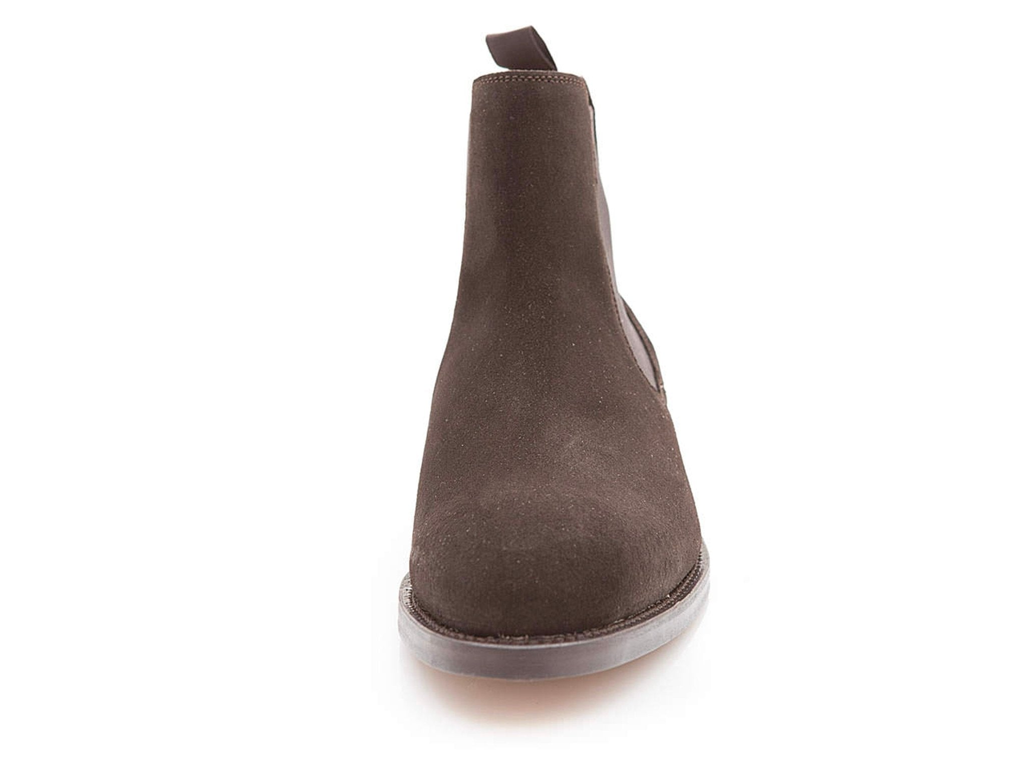 Chelsea Boots Herren in Dunkelbraun Wildleder, Frontalansicht
