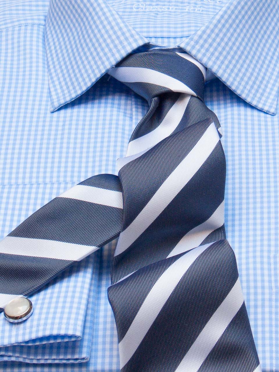 Hemd: Hemd mit Classic Kent Kragen in hellblau kariert | John Crocket – Fine British Clothing