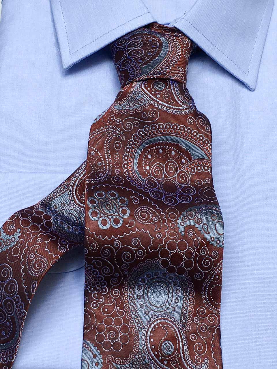 Seidenkrawatte Paisley braun/blau, Detailansicht