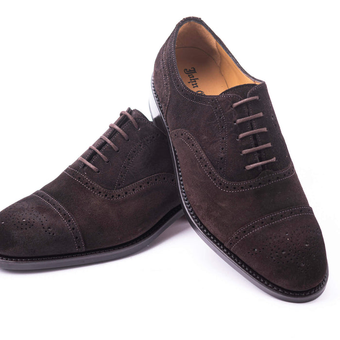 Semi Brogue in braunem Wildleder