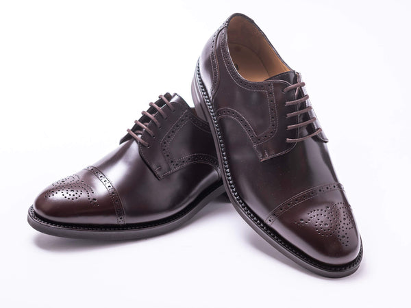 Semi Brogue Derby Herrenschuh in Dunkelbraun, Frontalansicht