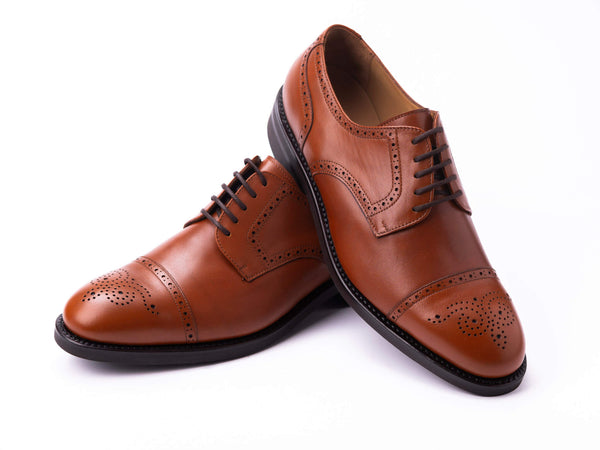 Semi Brogue Derby Herrenschuh in Chocolate, Frontalansicht