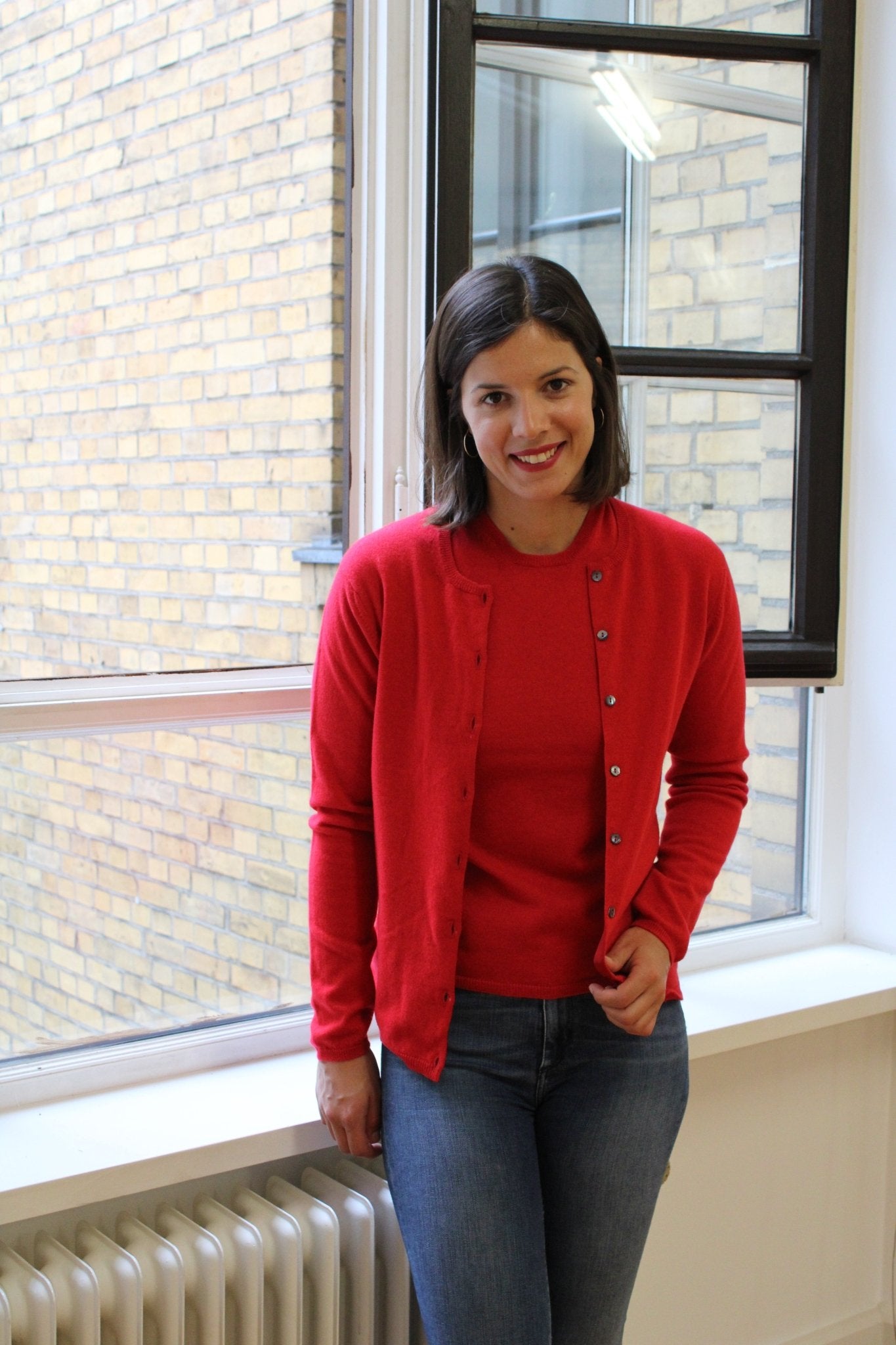Cashmere Strickjacke mit Rundausschnitt