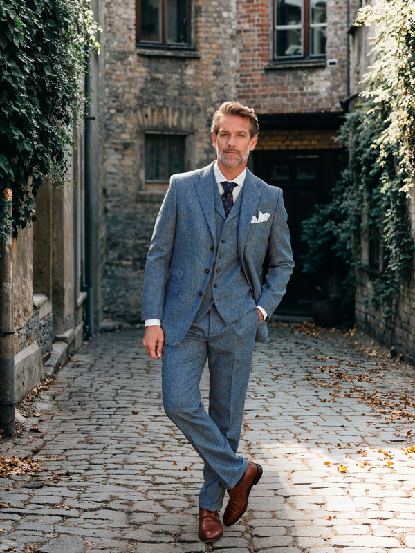 Tweed Anzug Dreiteiler hellblau | Moon Tweed