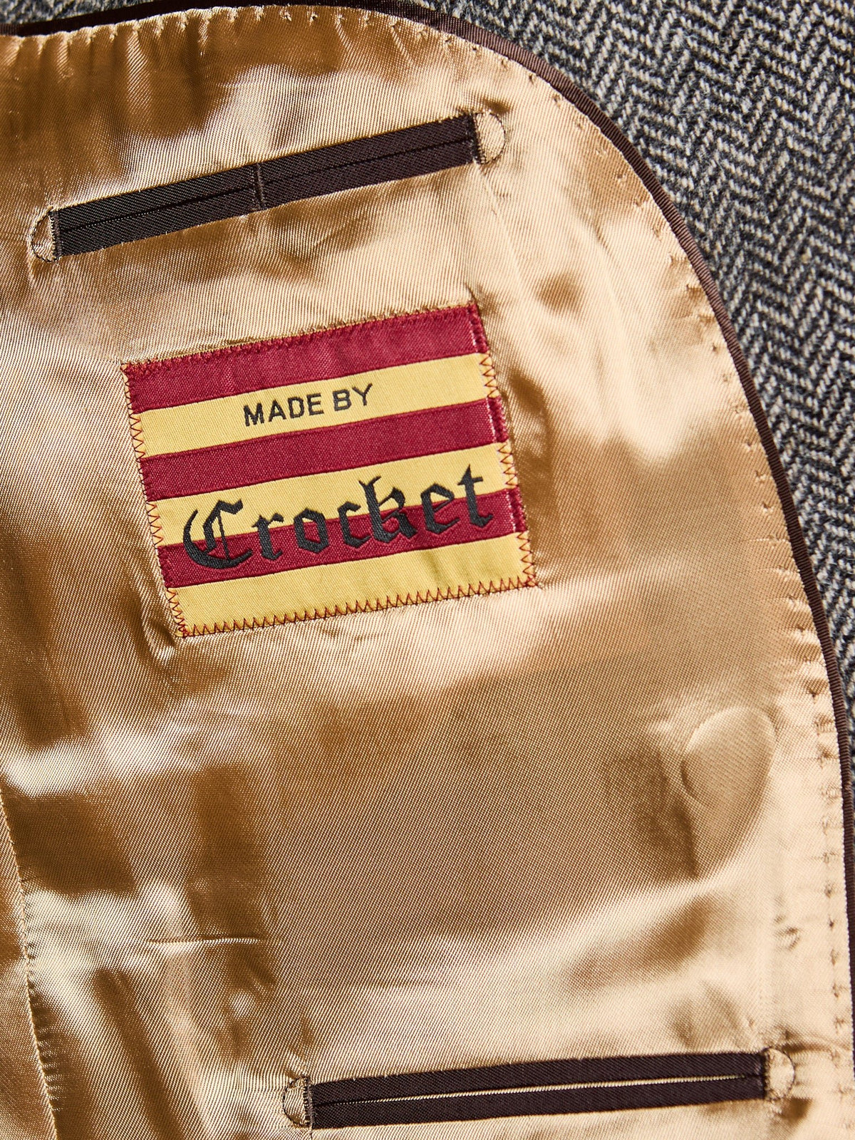Tweed-Anzug Dark Grey aus Moon Tweed, Innenfutter mit Crocket-Label — John Crocket