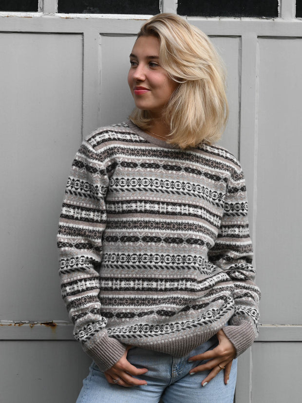 Lambswoolpullover Fairisle mit Rundausschnitt