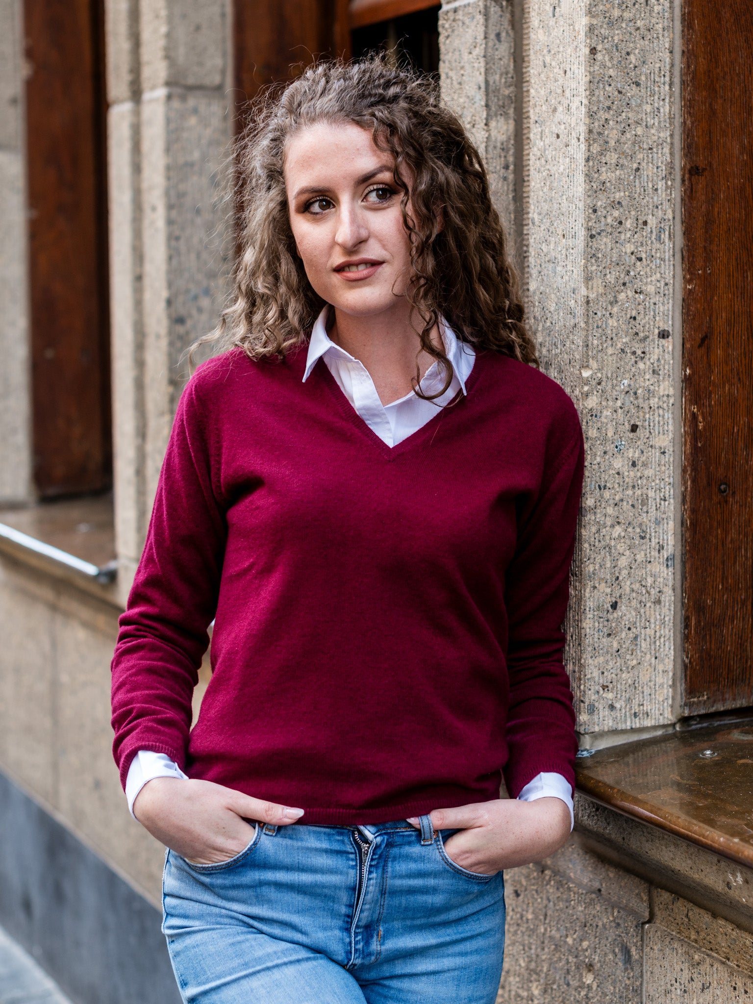 Cashmere Pullover mit V-Ausschnitt