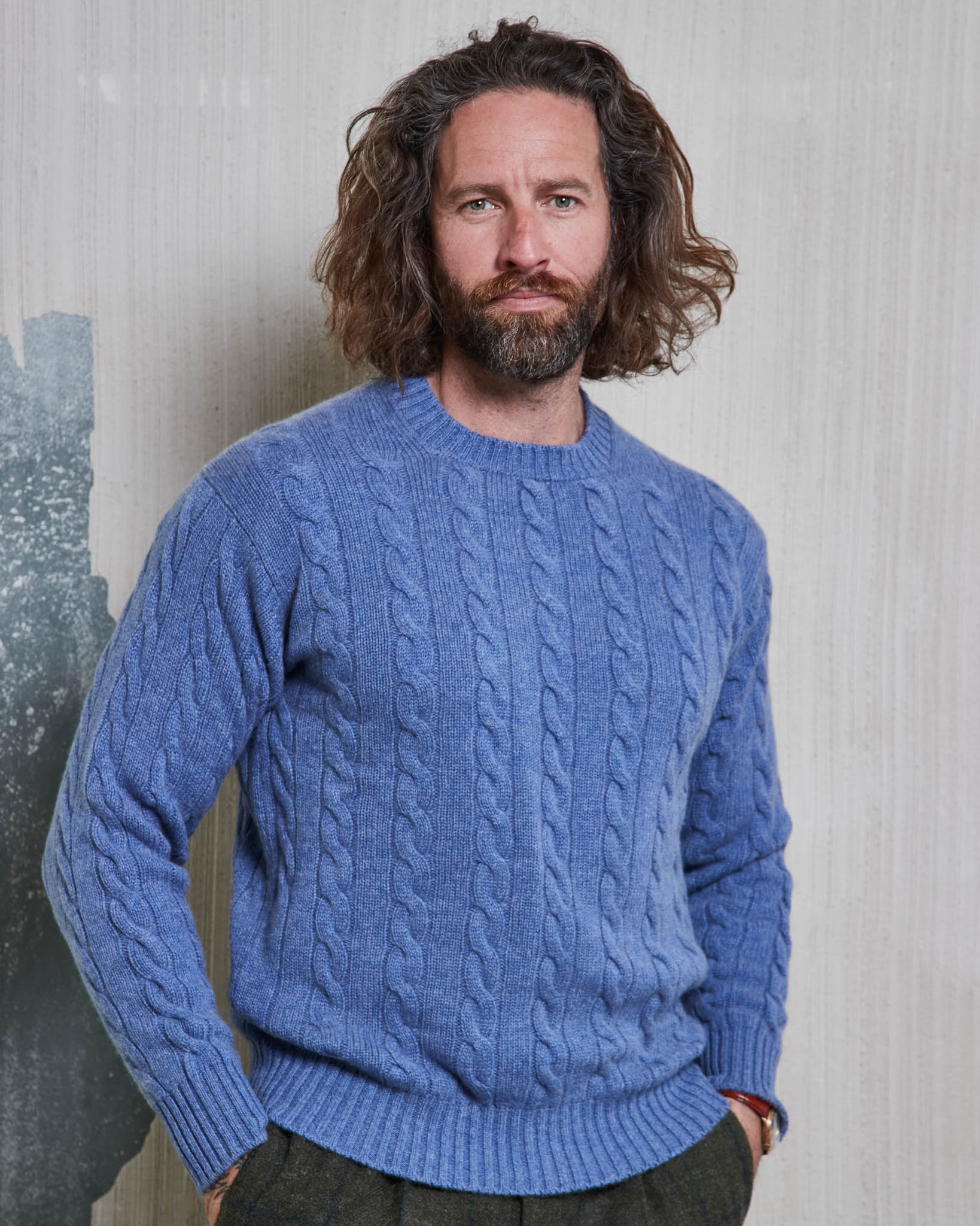 Cashmere Zopfmuster-Pullover (6-fädig)