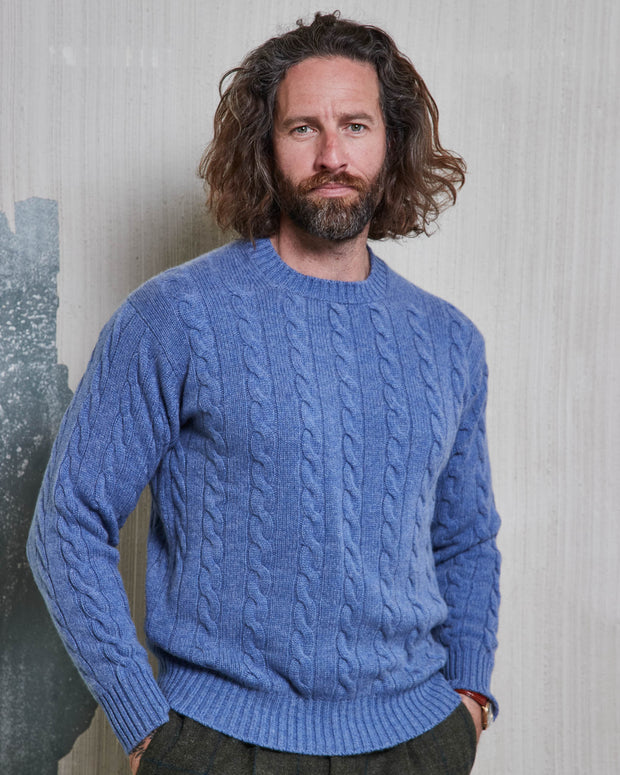 100% Kaschmir Zopf-Pullover (6-fädig) mit Rundausschnitt-