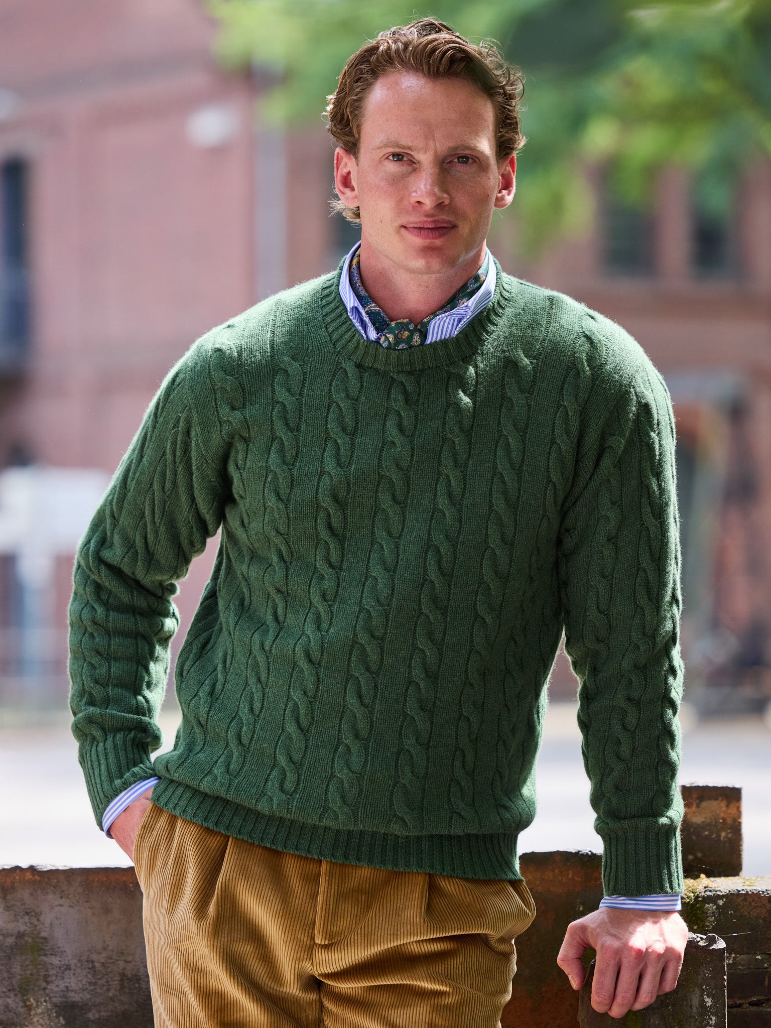 Cashmere Zopfmuster-Pullover (6-fädig)
