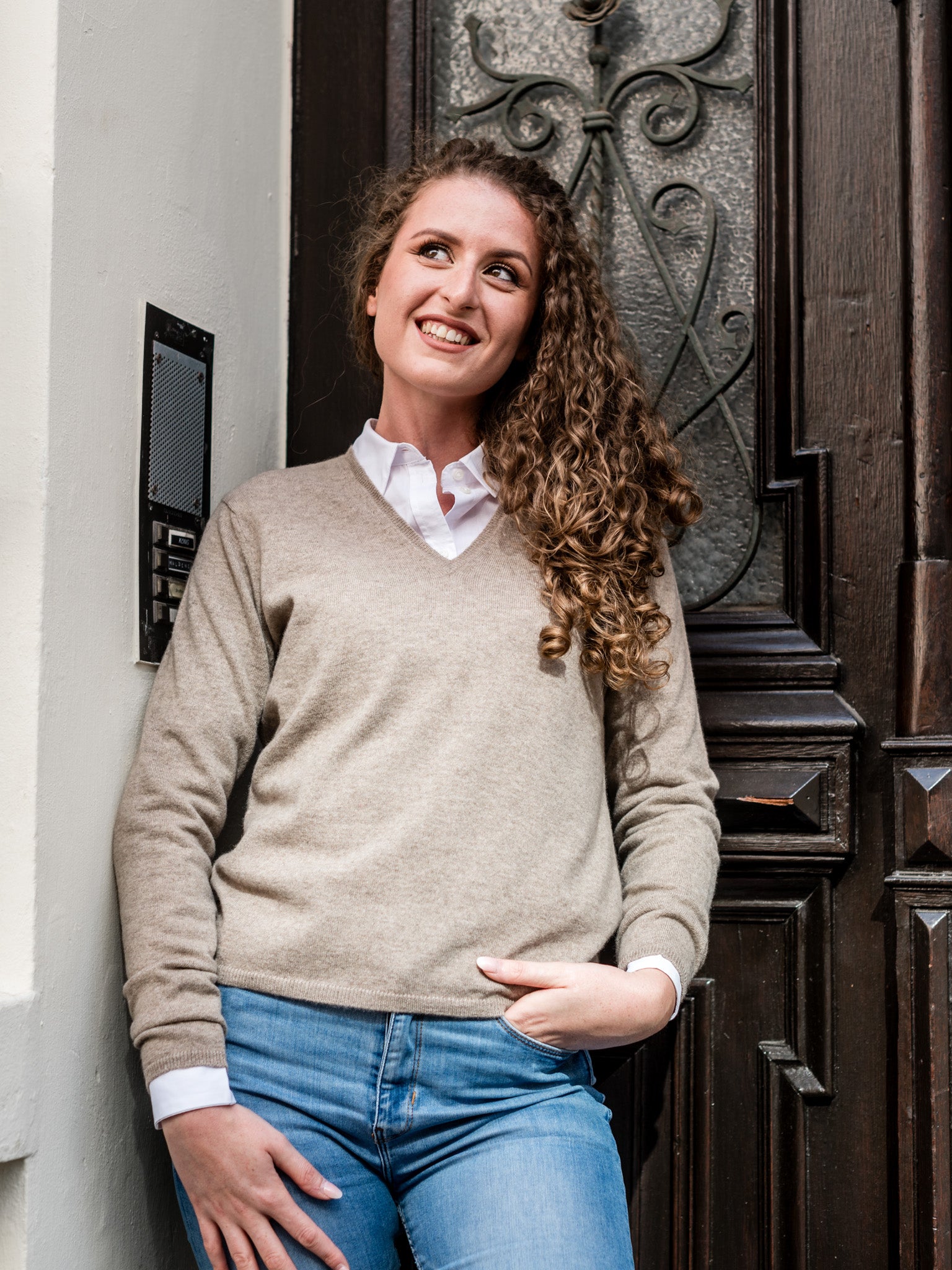 Cashmere Pullover mit V-Ausschnitt