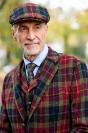 Tweed Cap in bordeaux kariert aus Harris Tweed