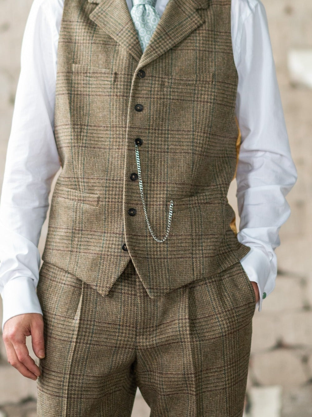 Tweed Anzug Dreiteiler grün aus Lovat Tweed — John Crocket
