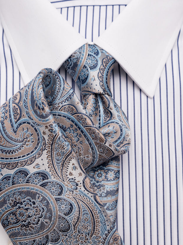 Krawatte mit Paisley in hellblau/beige