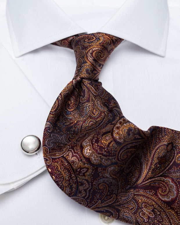 Krawatte mit Paisley in braun/rot