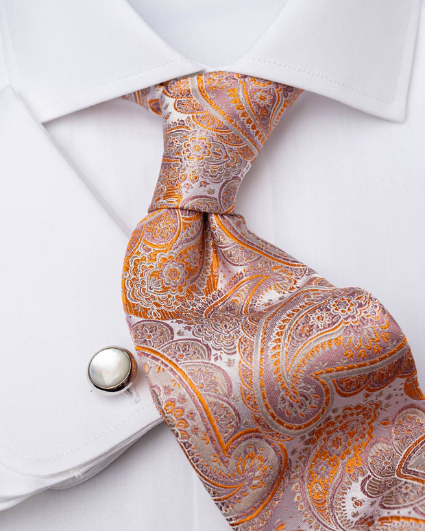 Krawatte mit Paisley in rosé/orange