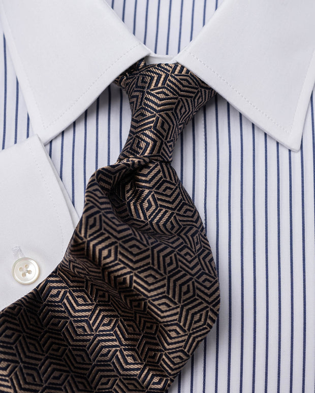 Krawatte mit geometrischem Muster in silber/schwarz