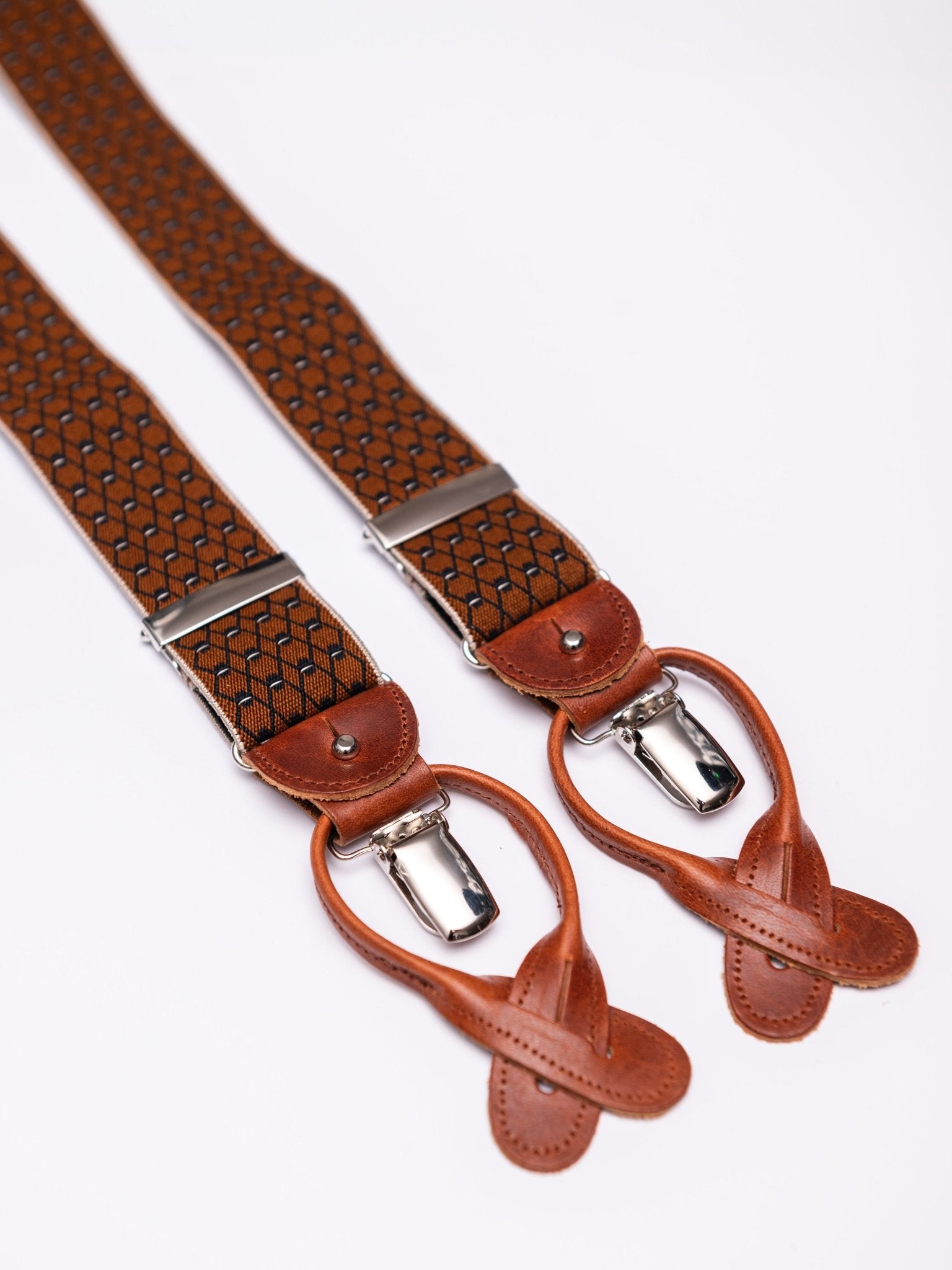 Hosenträger, diamonds brown/blue