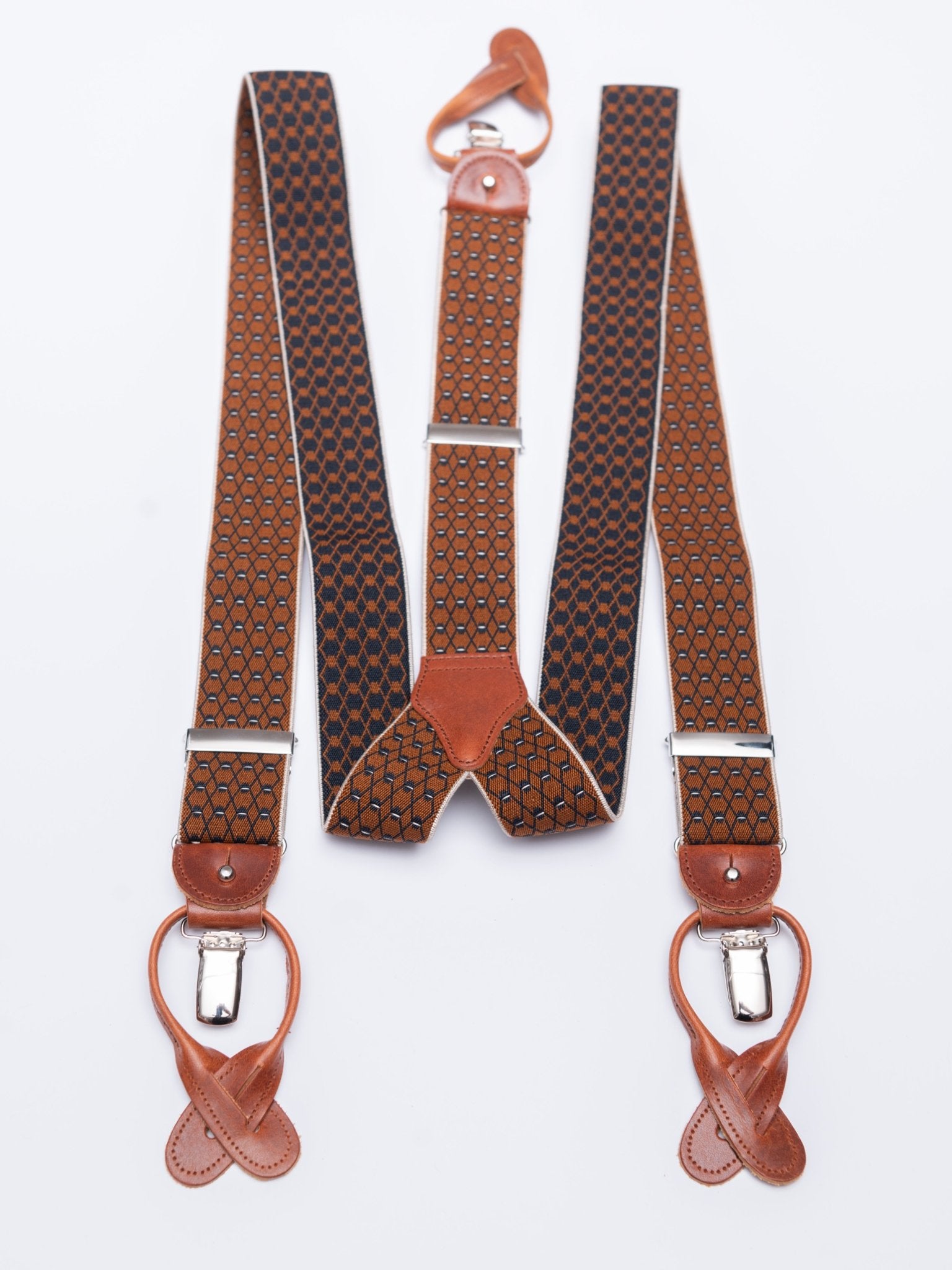 Hosenträger, diamonds brown/blue